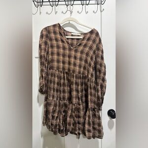 Plaid V-Neck Women's dress